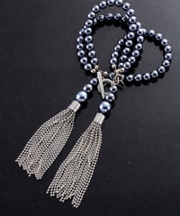 ball chain tassel three-strand bracelet (silver)