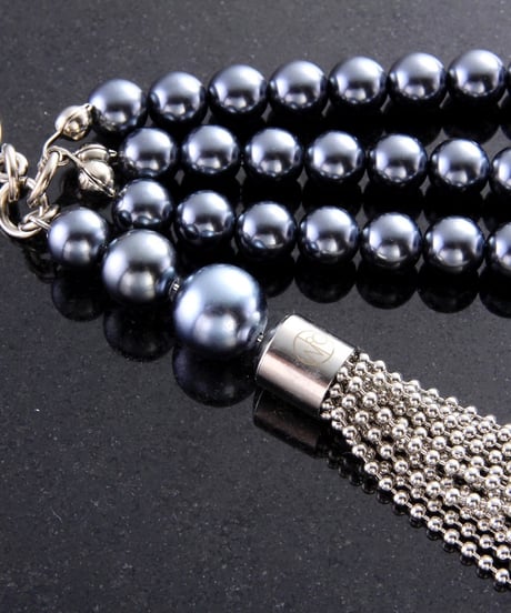 ball chain tassel three-strand bracelet (silver)