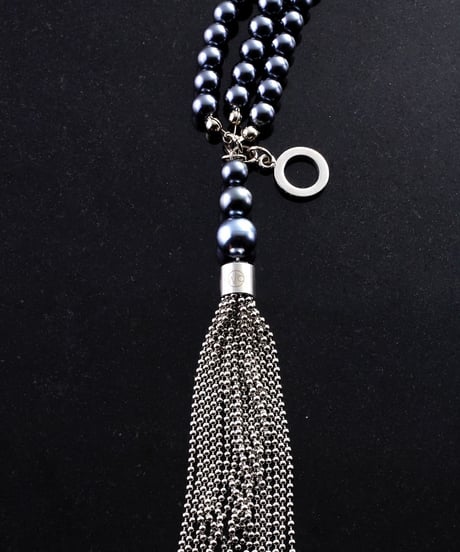 ball chain tassel three-strand bracelet (silver)