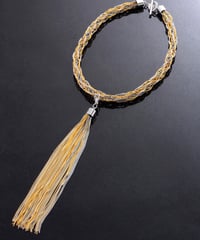 kumi-himo chain tassel necklace (silver×gold)