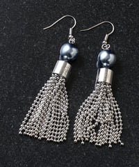 ball chain tassel earrings (silver)