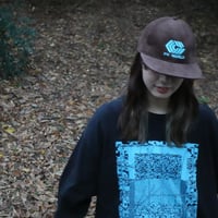 PC WORLD Corduroy Flat Visor Cap Dark Brown × Light Blue