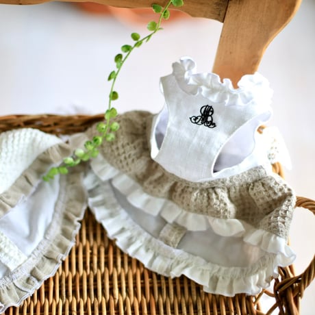 Bouquet de muguet ブーケドゥミュゲ ワッフルリネンワンピース Bouquet de muguet ブーケドゥミュゲ ワッフルリネンワンピース