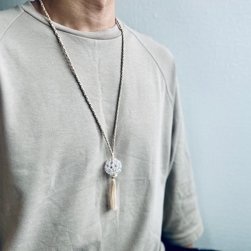 二綯い精麻とフラーレンの首飾り『ふ』(天然水晶4mm玉) | ケイこむ の 店