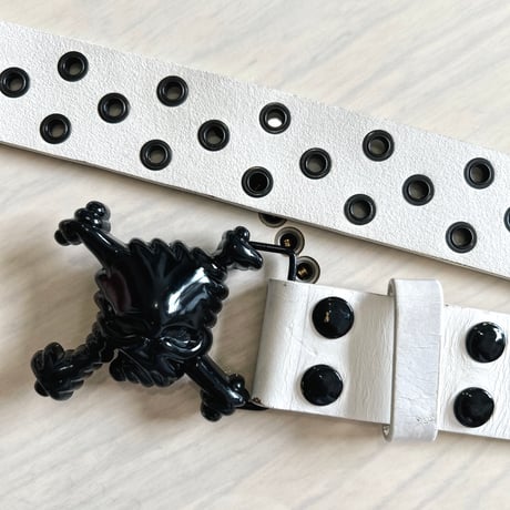 OAKLEY - 00s Leather Skull Belt White