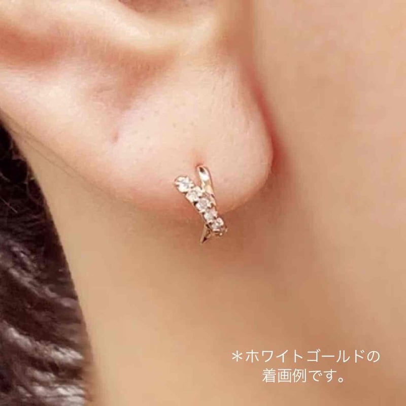 18金【クロス×天然ダイヤモンド0.1ctピアス】ピンクゴールド | jewelry