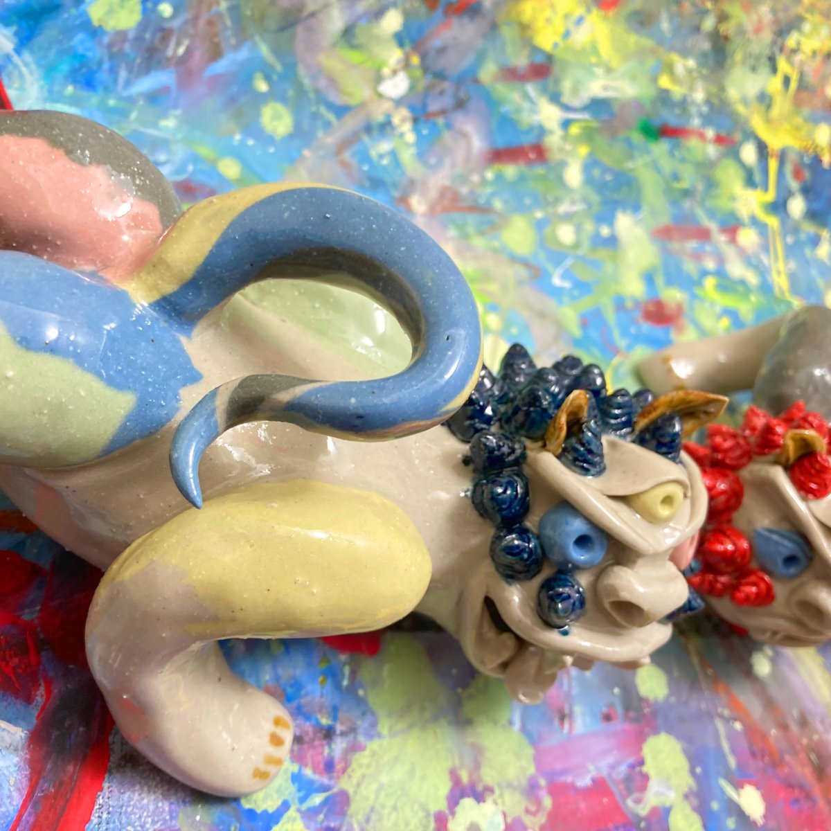 シーサー　1 本田星陶所】ブルーシーサー（ペア） | 藤巻百貨店