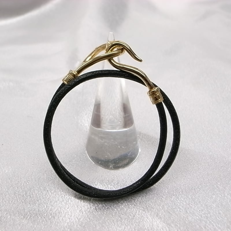 ダブルレザーフックブレスレット スモール サイズM gold/black