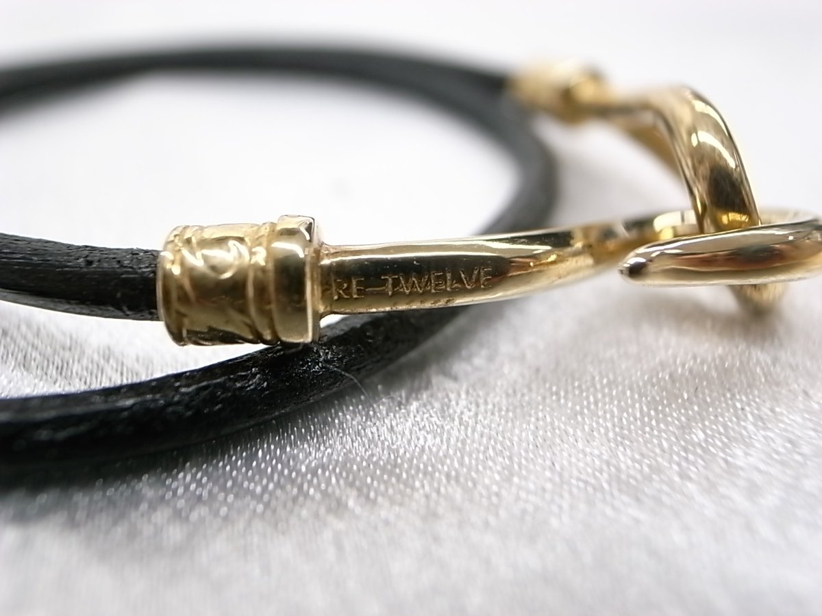 ダブルレザーフックブレスレット スモール サイズM gold/black