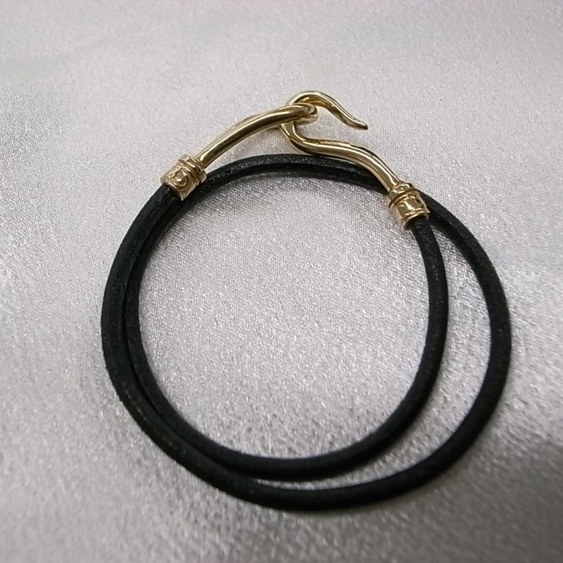 ダブルレザーフックブレスレット スモール サイズM gold/black 