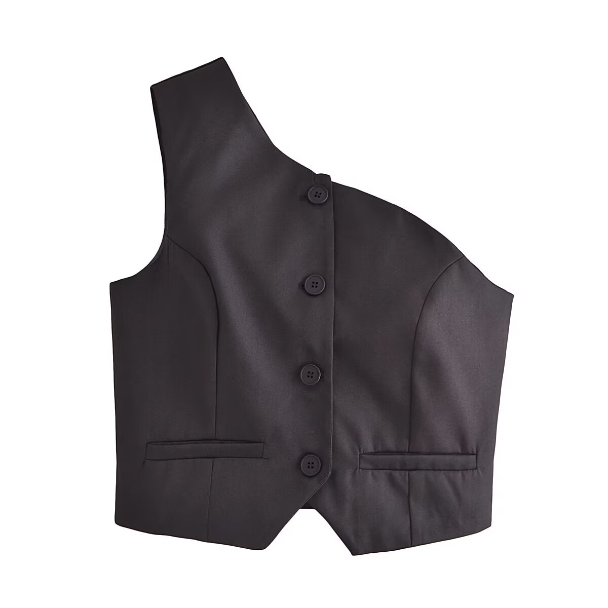 アシンメトリックブラックノースリーブベスト Asymmetrical Vest/アシンメトリー ベスト | Cien_fleur