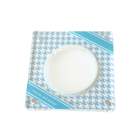 缶バッジのおうち 千鳥格子（ブルー）