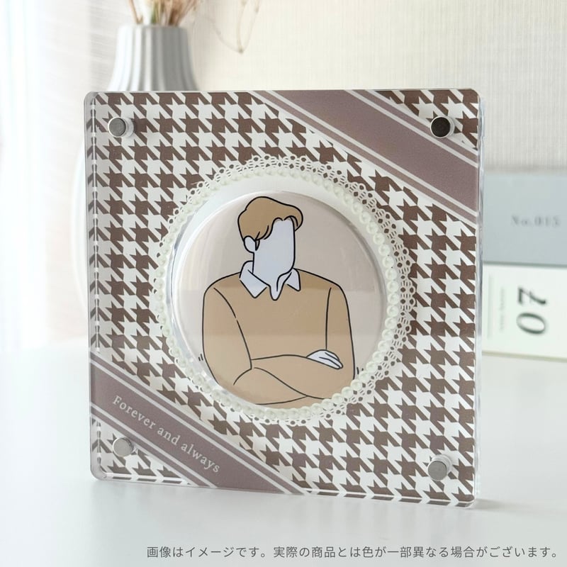 缶バッジのおうち 千鳥格子(ベージュ) | deemarche 缶バッジのおうち 千鳥格子(ベージュ) | deemarche