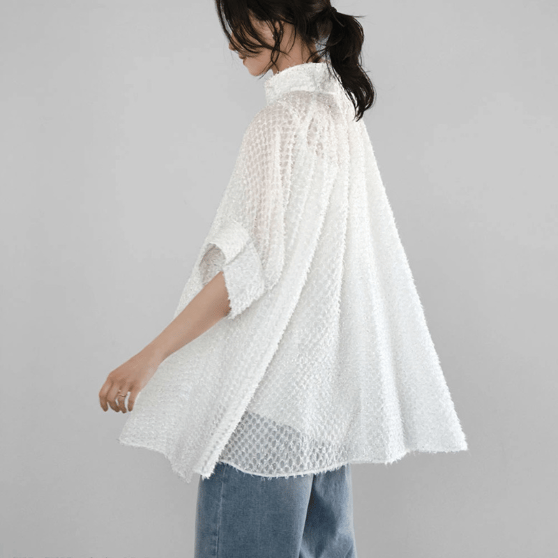 jacquard high neck a-line blouse ch628 | Chéri