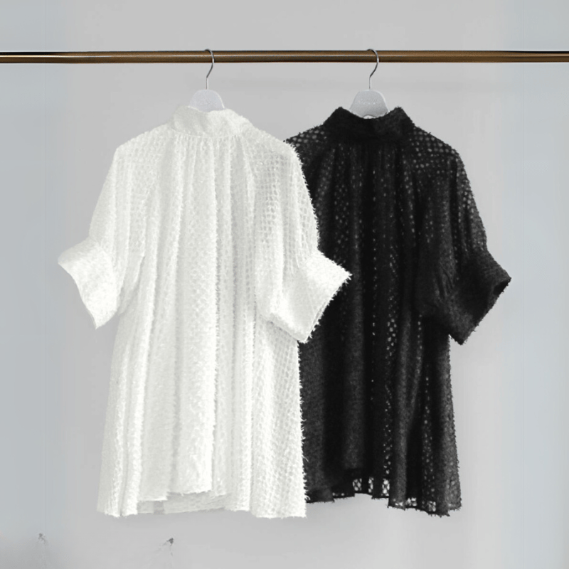 jacquard high neck a-line blouse ch628 | Chéri