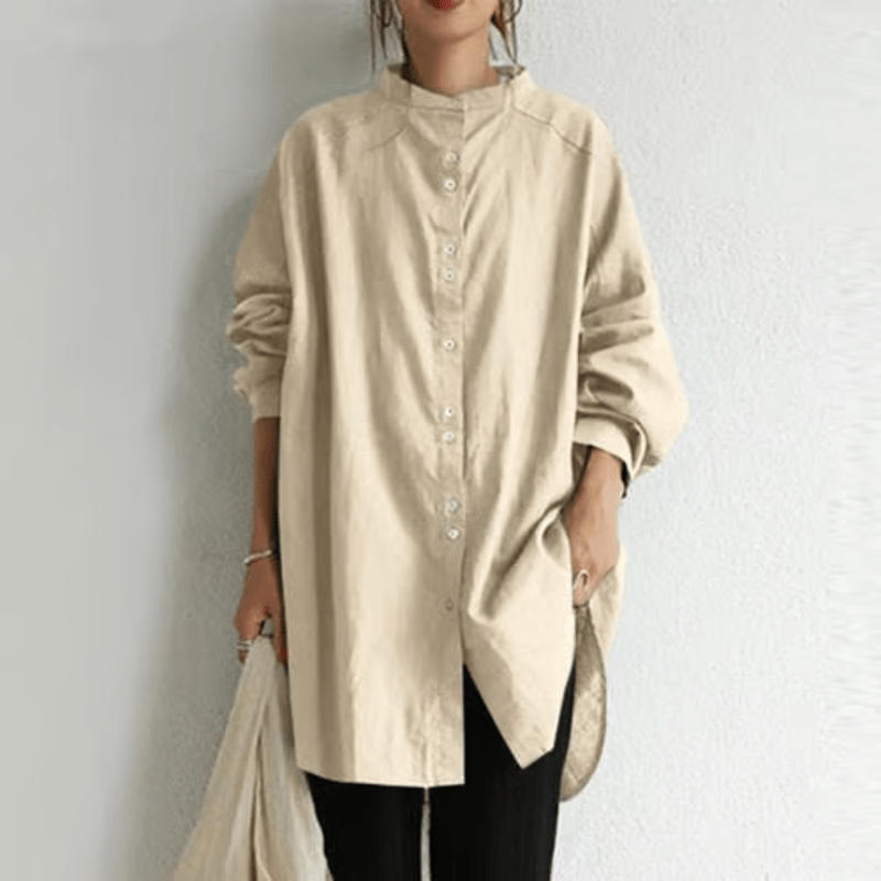 stand collar loose shirt tunic ch637 | Chéri