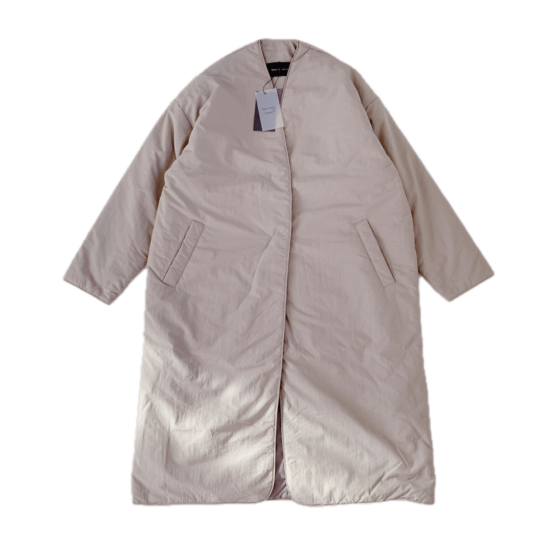 【新品タグ付き】Sans Souci 34+撥水加工ノーカラー ロングコート ◯ サンスーシ Sans Souci 34+ 撥水加工ステッチレス ノーカラーロング