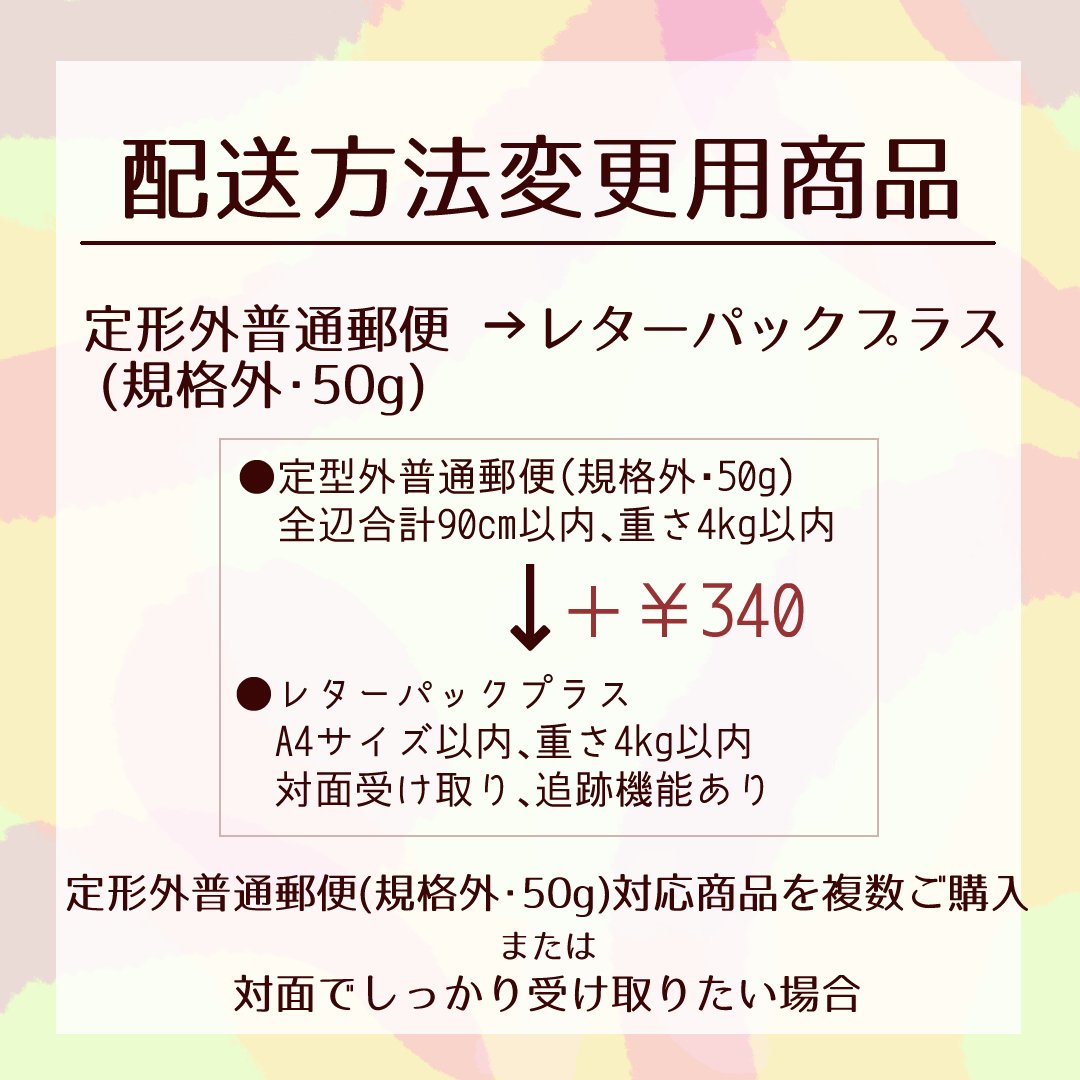 配送方法変更商品/定形外普通郵便(50g)→レターパックプラス 配送方法変更商品/定形外普通郵便(50g)→レターパックプラス