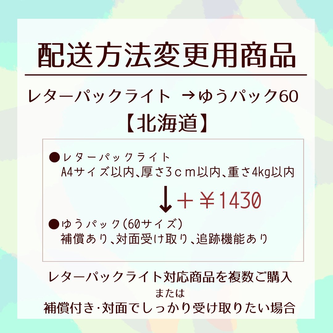 配送方法変更商品／レターパックライト→ゆうパック60サイズ(北海道