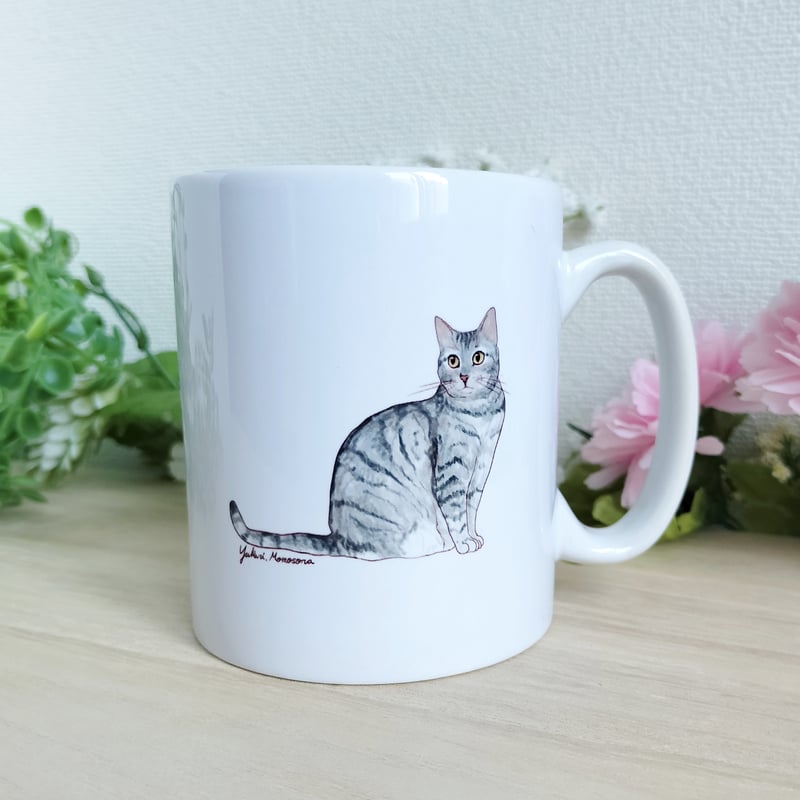 ネコ＊マグカップ（サバトラ） | MoMo色の、そら。／Handmade Cat Goods