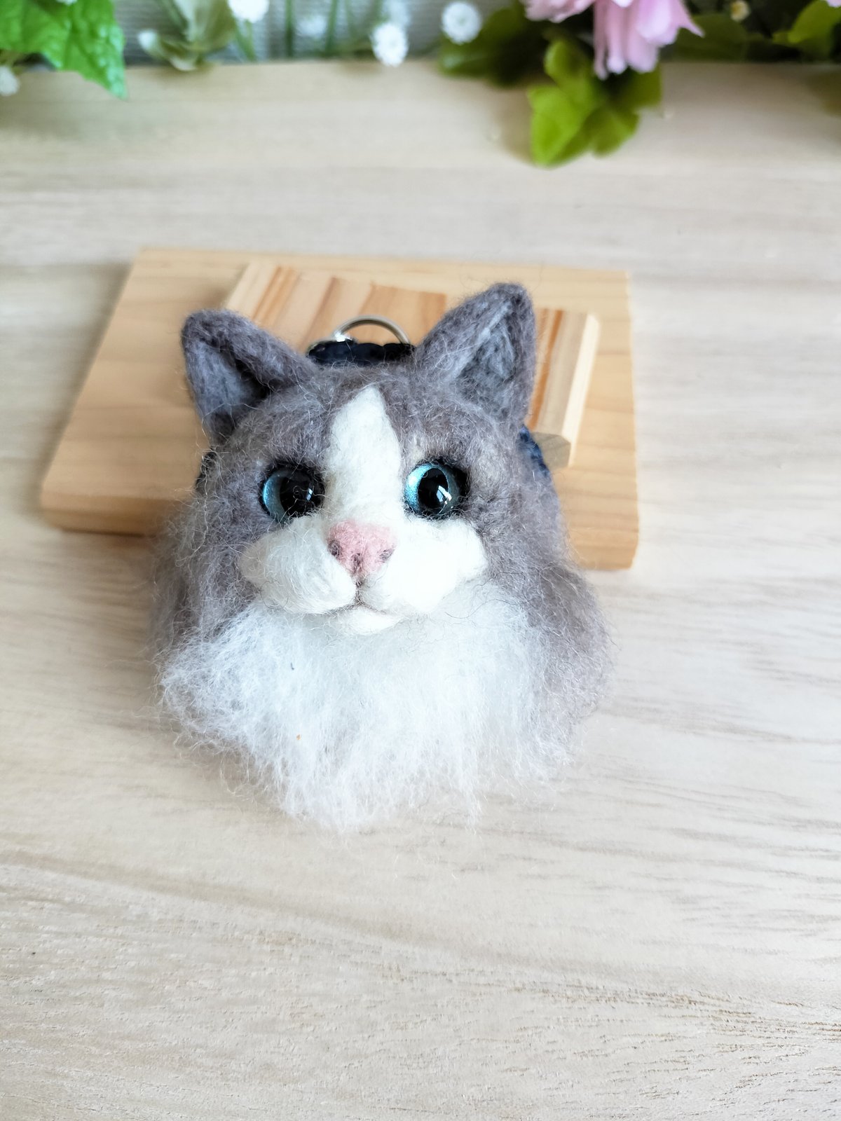 ネコのお顔キーホルダー(ラグドール・長毛) | MoMo色の、そら。／ネコ