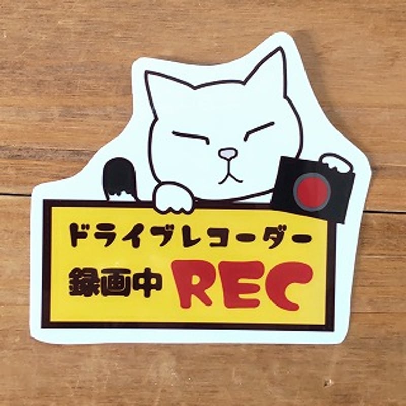 ネコステッカー＊「ドライブレコーダー録画中」(白猫) | MoMo色の 