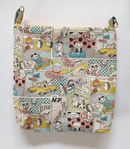 小動物用*もこもこポーチ／大サイズ（アメコミ風・ネコ×ハリネズミ