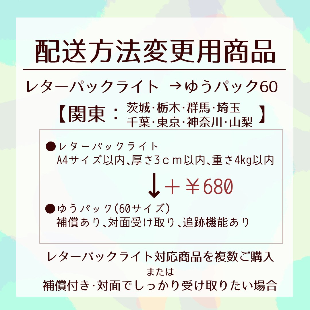 配送方法変更商品／レターパックライト→ゆうパック60サイズ(関東