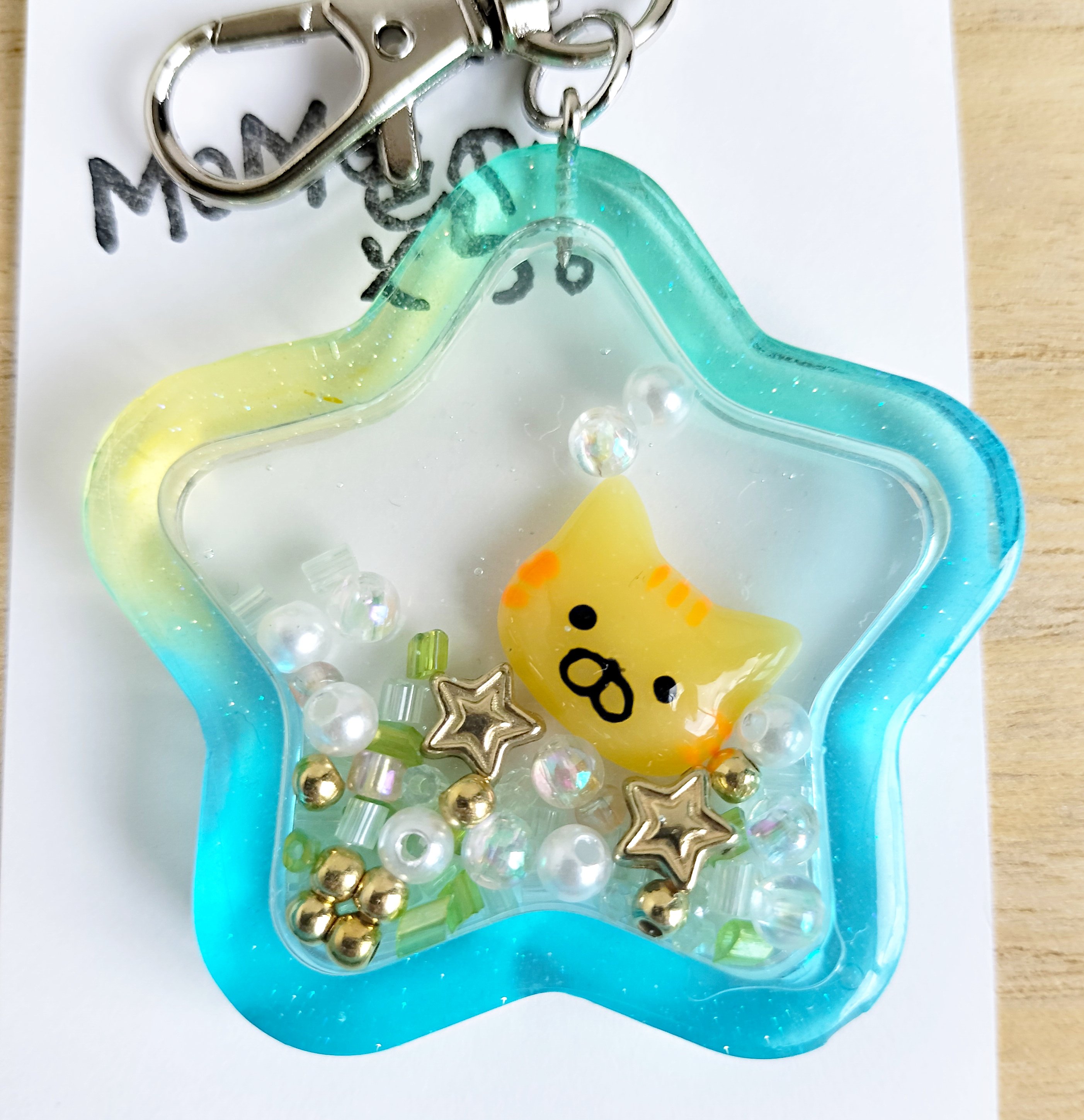 専用★　茶トラ猫　ミニチュア　ドリンクチャーム　海　マリン　レジン猫キーホルダー original