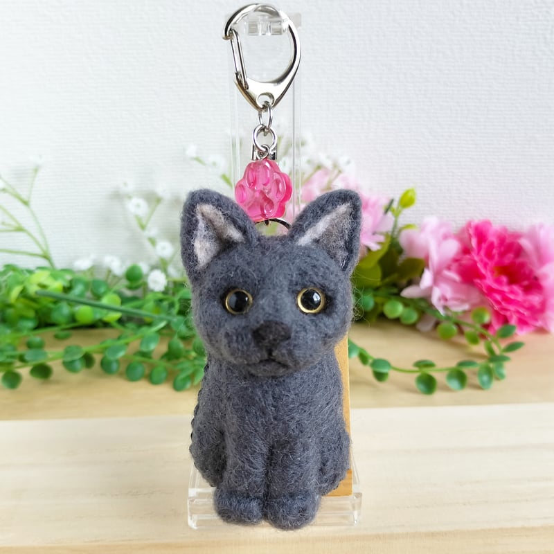 猫キーホルダー 羊毛フェルト takaten様 黒猫 大阪 店舗 黒猫