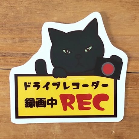 ネコステッカー＊「ドライブレコーダー録画中」(黒猫)