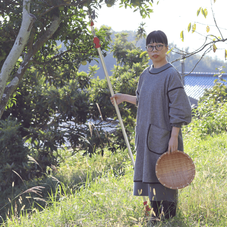 【綿麻割烹着】千鳥格子