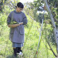 【綿麻割烹着】千鳥格子