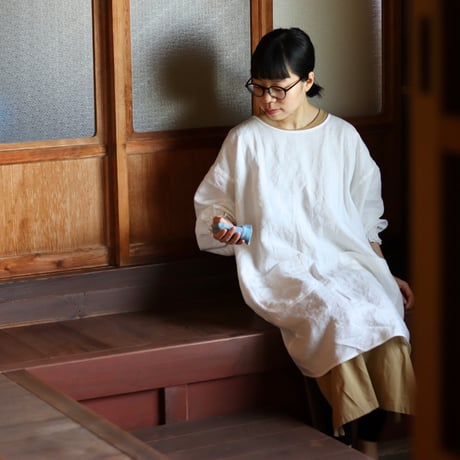 【リネン割烹着】ホワイト