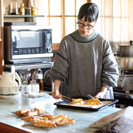 【綿麻割烹着】千鳥格子