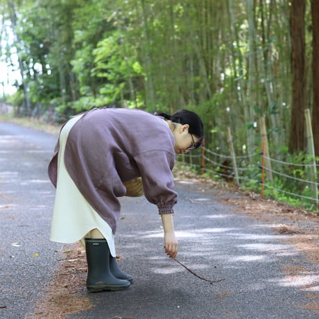 【リネン割烹着】鳩羽色