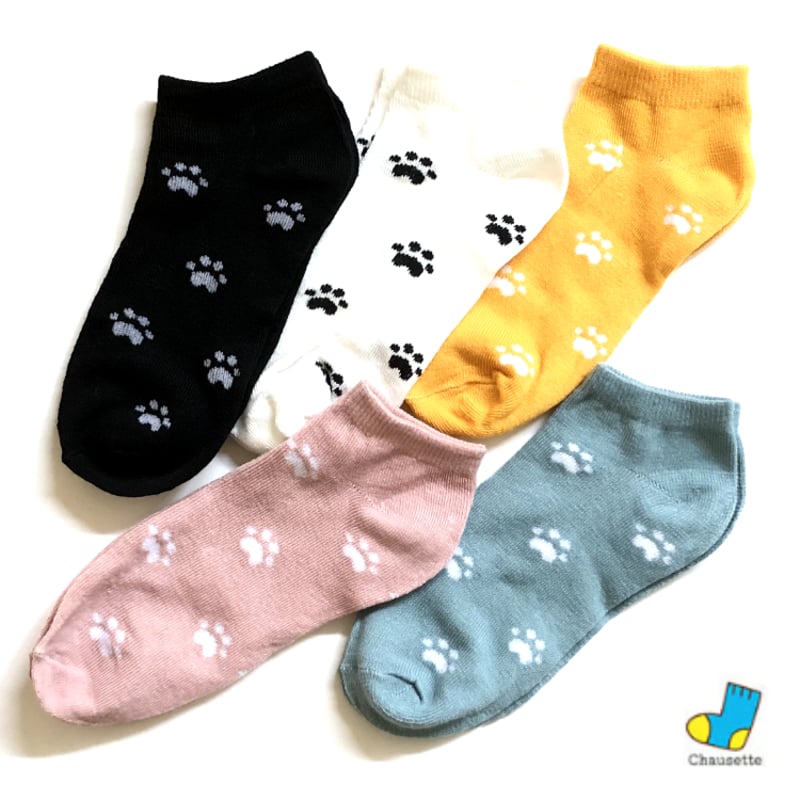 レディースソックス/猫の足跡柄/ねこ/あしあと/足あと/レディース
