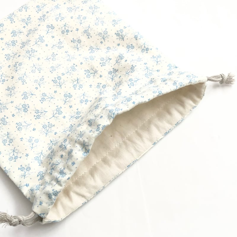 コップ袋/巾着袋/コップ入れ/入学/入園/ハンドメイド/花柄/水色/小花