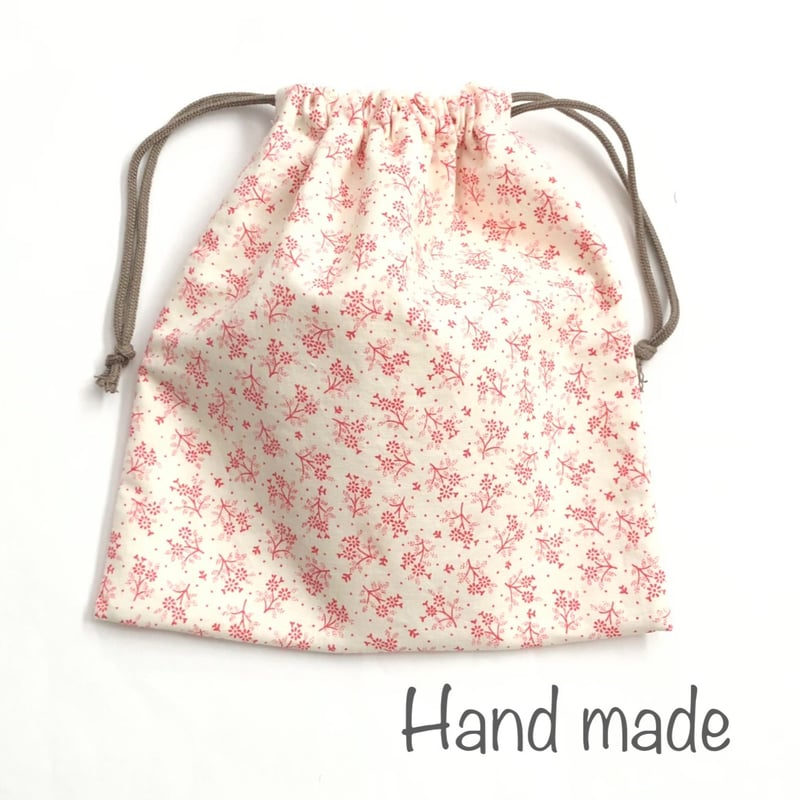 コップ袋/巾着袋/コップ入れ/入学/入園/ハンドメイド/花柄/赤/小花 コップ袋/巾着袋/コップ入れ/入学/入園/ハンドメイド/花柄/赤/小花