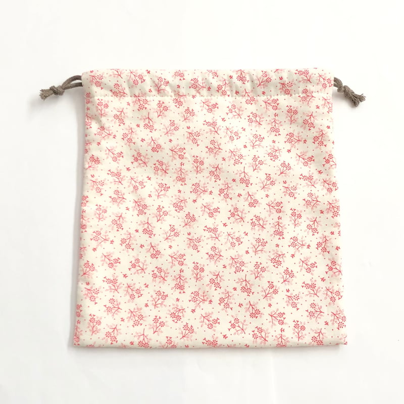 コップ袋/巾着袋/コップ入れ/入学/入園/ハンドメイド/花柄/赤/小花