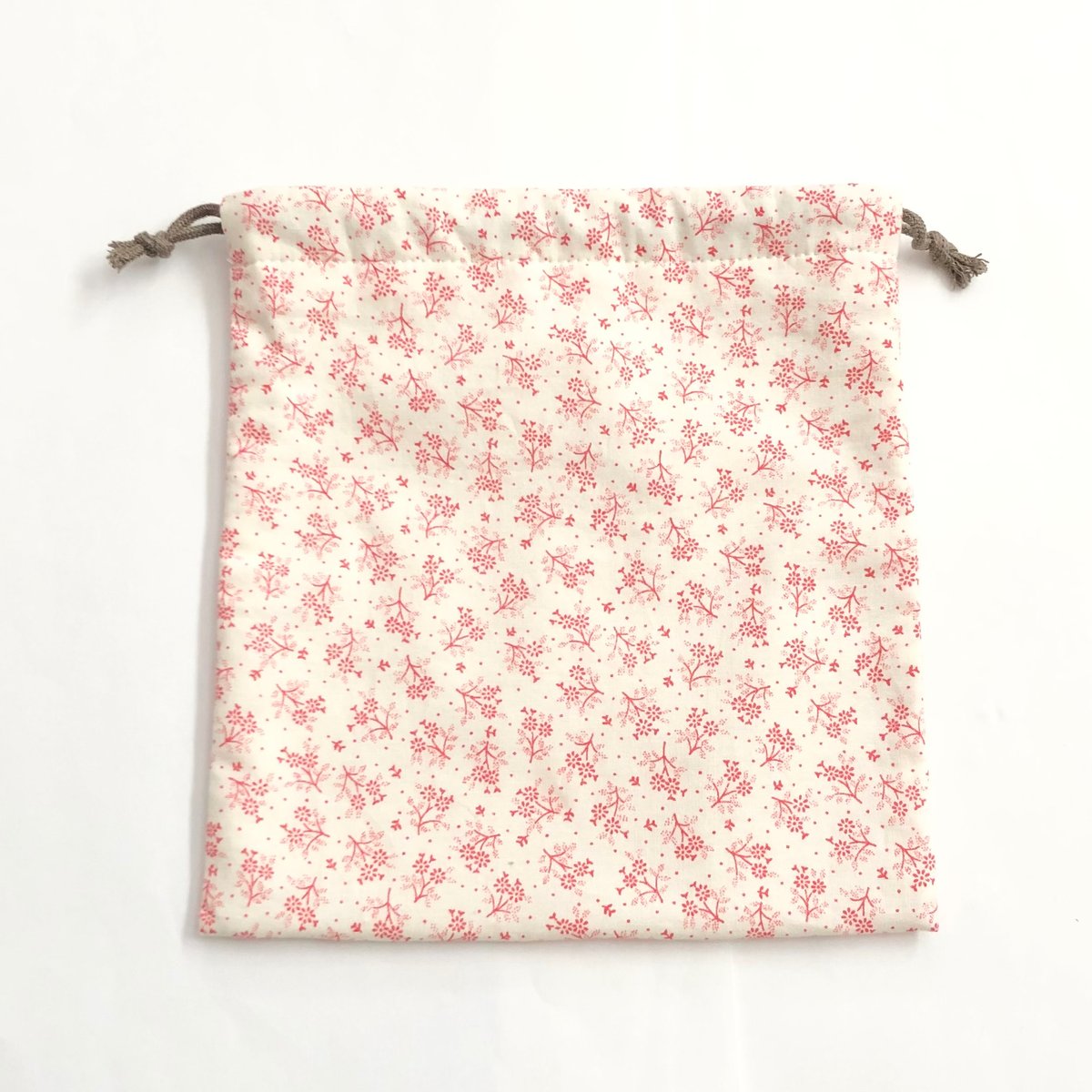 コップ袋/巾着袋/コップ入れ/入学/入園/ハンドメイド/花柄/赤/小花