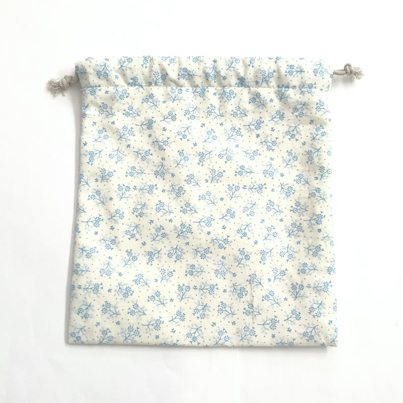 コップ袋/巾着袋/コップ入れ/入学/入園/ハンドメイド/花柄/水色/小花