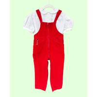 【kids】France vintage red front zipper overall