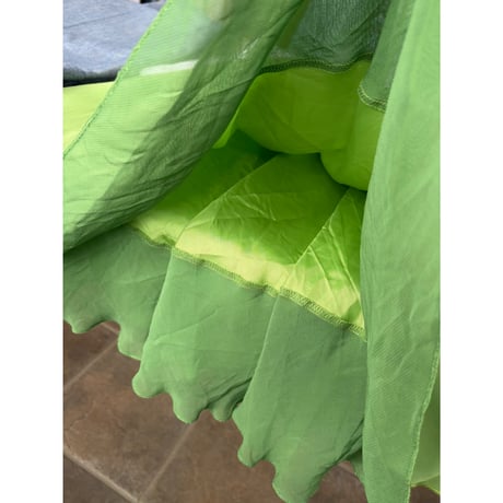 made in Italy silk100% green frill skirt