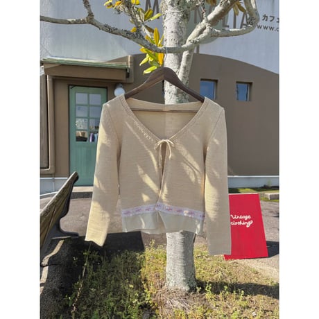 cotton beige embroidery cardigan