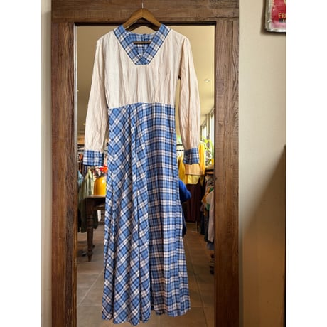 cotton blue plaid dress
