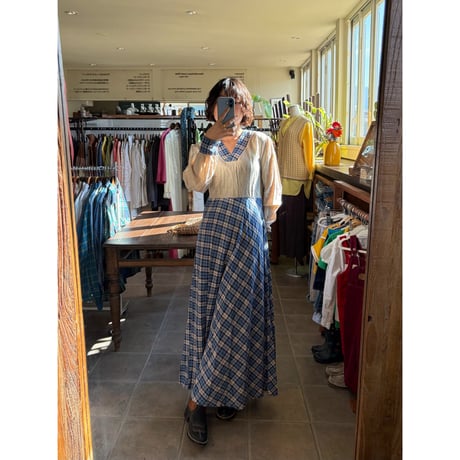 cotton blue plaid dress