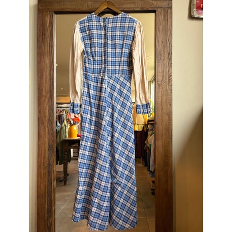 cotton blue plaid dress