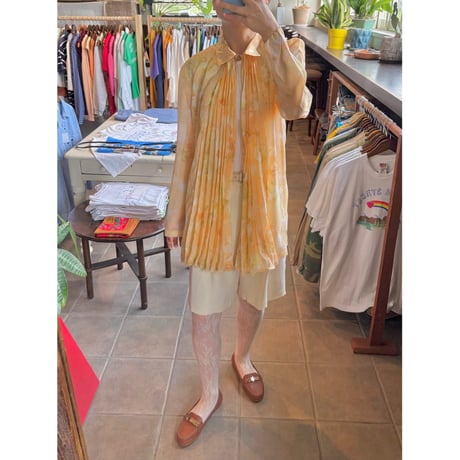 made in Italy orange sheer blouse