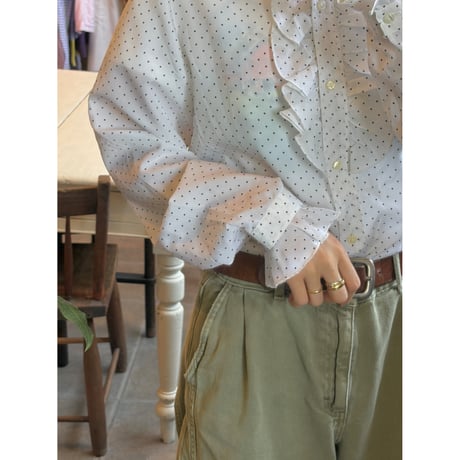 70s Italy vintage dot sheer blouse
